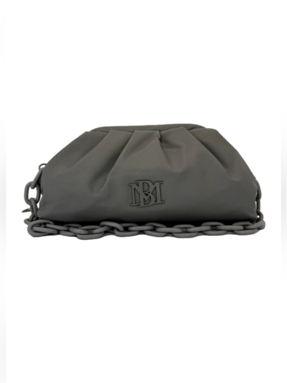 BADGLEY MISCHKA Dark grey vegan leather chain clutch NWT in original packaging